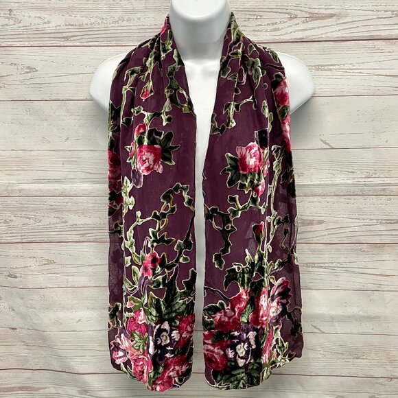 Velvet Burnout Floral Scarf - Picture 1 of 4